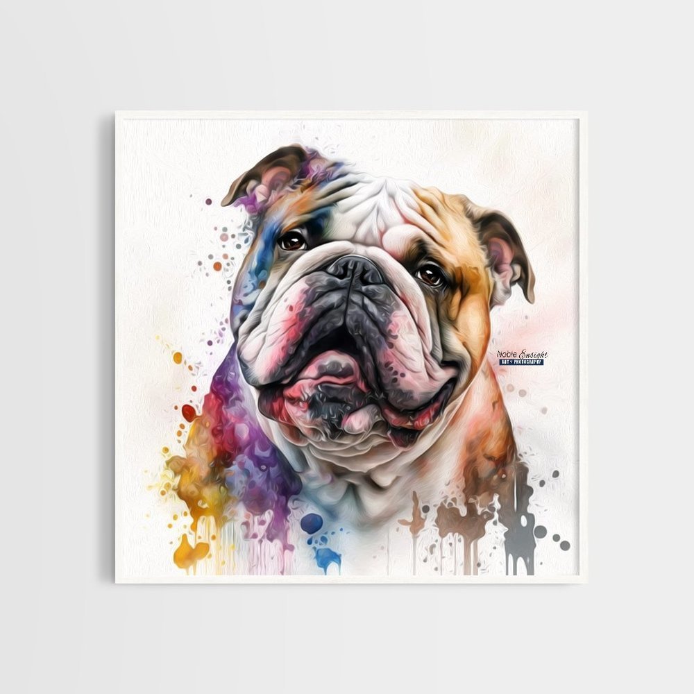English Bulldog Dog Portrait Best Friend Watercolor Oil Painting Art Print - Picture 5 of 5